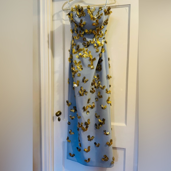 Carolina Herrera butterfly applique strapless column dress gown - Picture 3 of 10